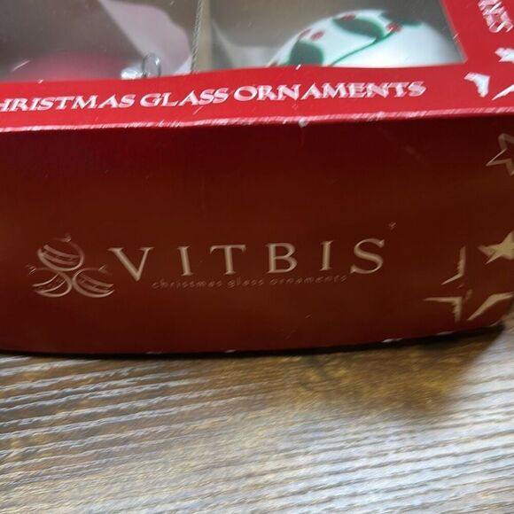 Vitbis Christmas Vintage Glass Ornaments with Crown set of 4 Made in Poland - Picture 3 of 9